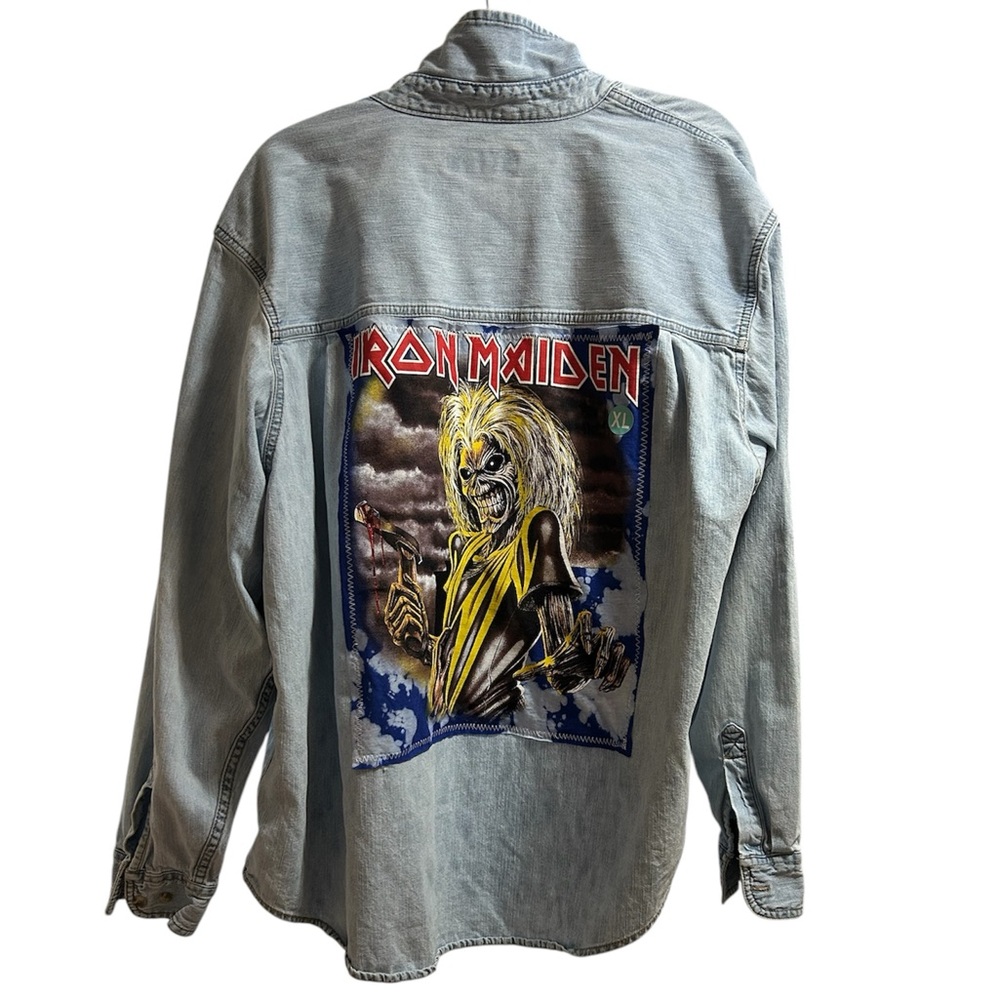 IRON MAIDEN custom original ONE OF A KIND oversized flannel creation by Rachelle